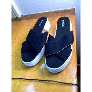 Tomato girl Kensie Women's White Platform Black Slide Sandals